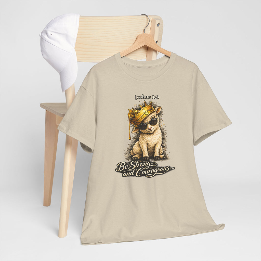 Joshua 1:9 Lion and Lamb Tee — "Be Strong and Courageous / God Is With You" Inspirational Graphic T-Shirt