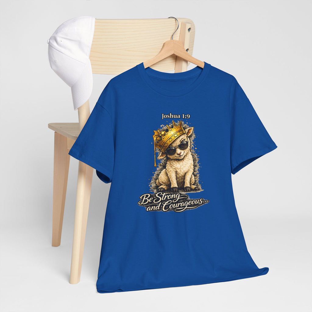 Joshua 1:9 Lion and Lamb Tee — "Be Strong and Courageous / God Is With You" Inspirational Graphic T-Shirt