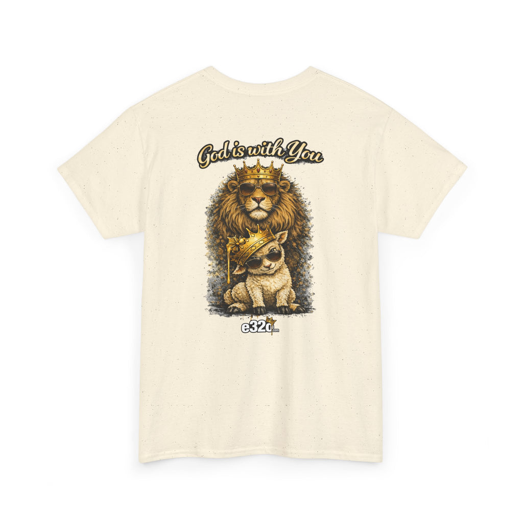 Joshua 1:9 Lion and Lamb Tee — "Be Strong and Courageous / God Is With You" Inspirational Graphic T-Shirt