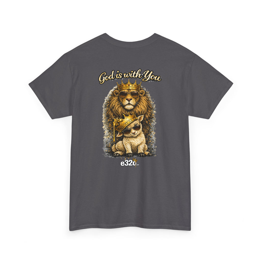Joshua 1:9 Lion and Lamb Tee — "Be Strong and Courageous / God Is With You" Inspirational Graphic T-Shirt