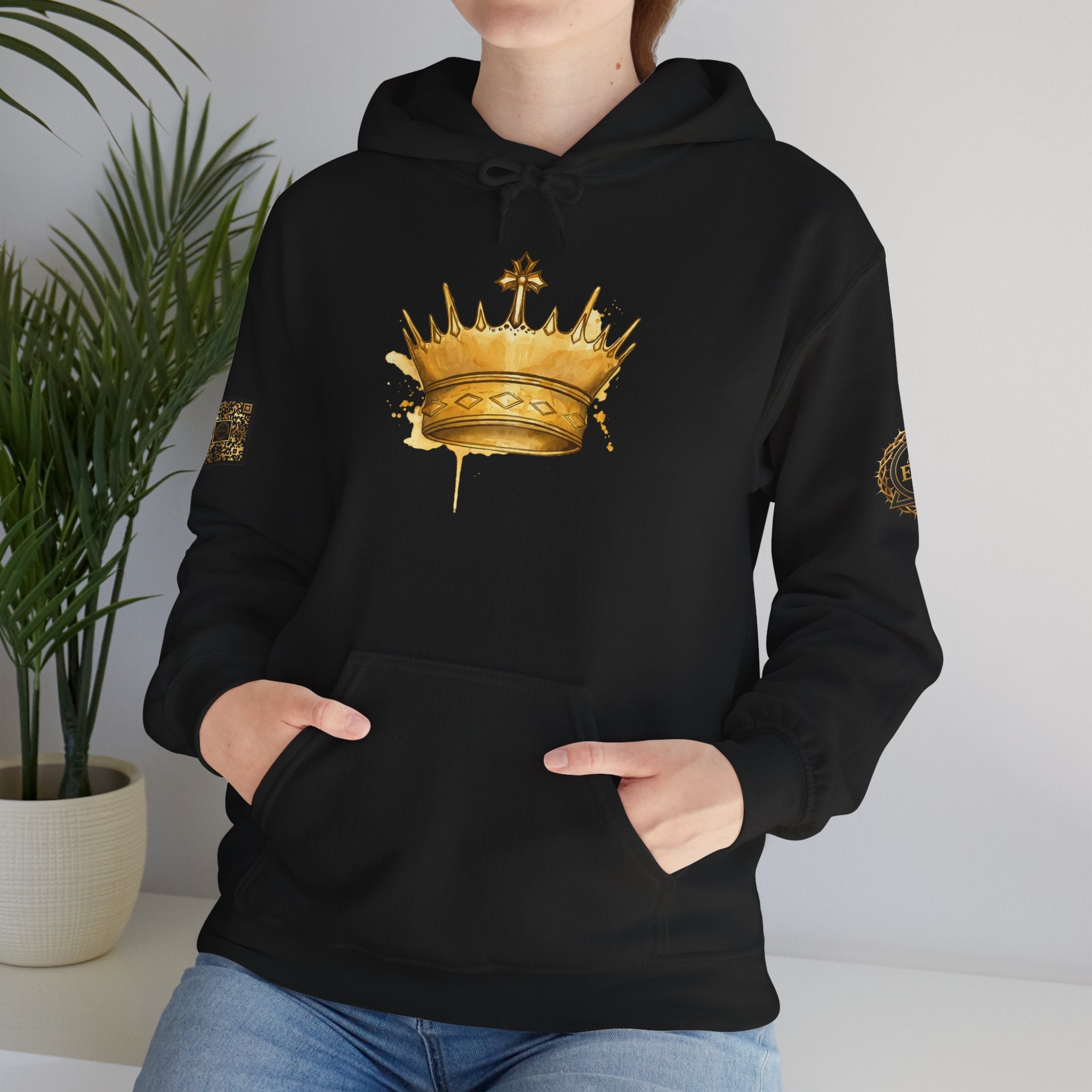 Gold Crown Hoodie — Regal Graphic Pullover for King/Queen Vibe