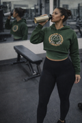 Women's Gym Workout 3/4 Hoodie Digital Camo Crown of Thorns Wreath | Olive Green