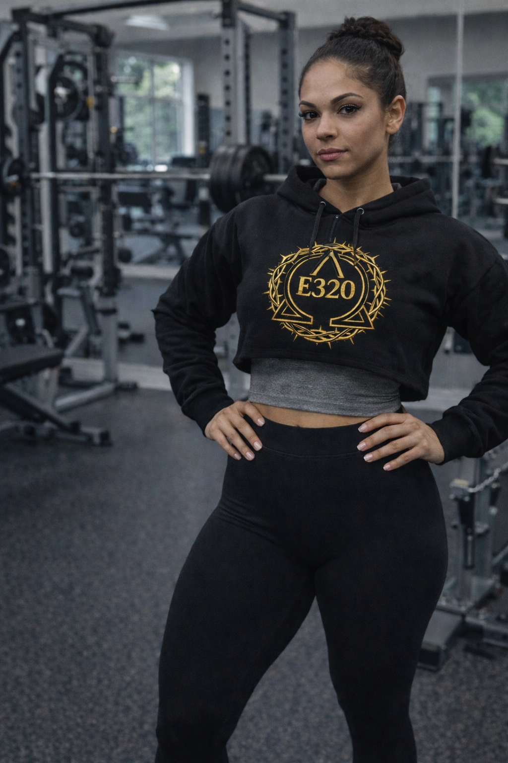Women's Black and Gold Crown of Thorns Workout Hoodie Cropped Hoodie