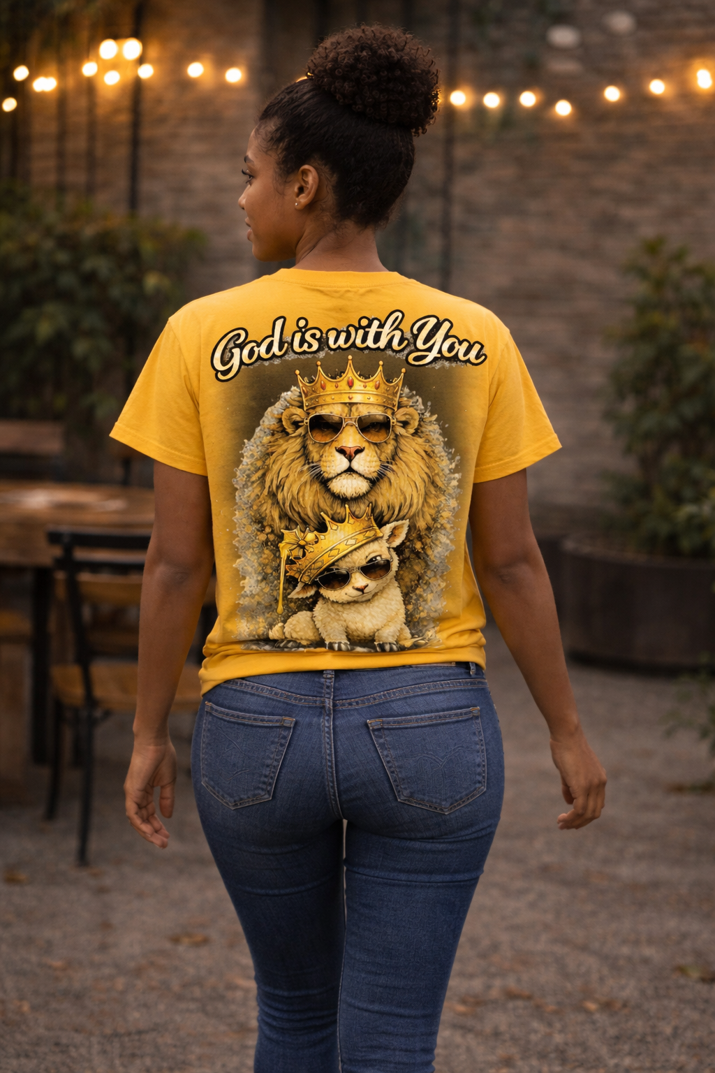 Joshua 1:9 Lion and Lamb Tee — "Be Strong and Courageous / God Is With You" Inspirational Graphic T-Shirt