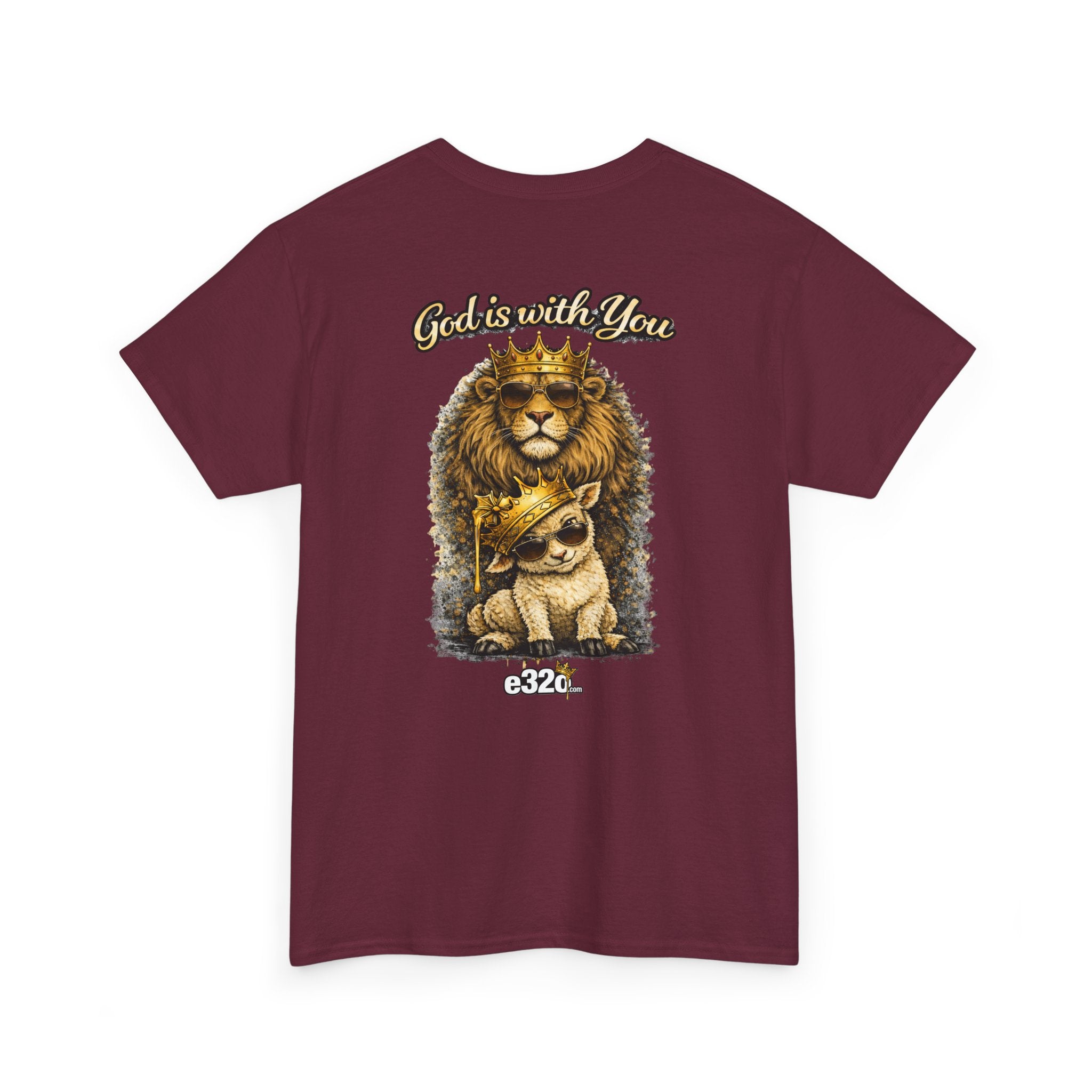Joshua 1:9 Lion and Lamb Tee — "Be Strong and Courageous / God Is With You" Inspirational Graphic T-Shirt
