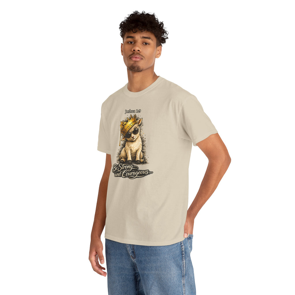 Joshua 1:9 Lion and Lamb Tee — "Be Strong and Courageous / God Is With You" Inspirational Graphic T-Shirt