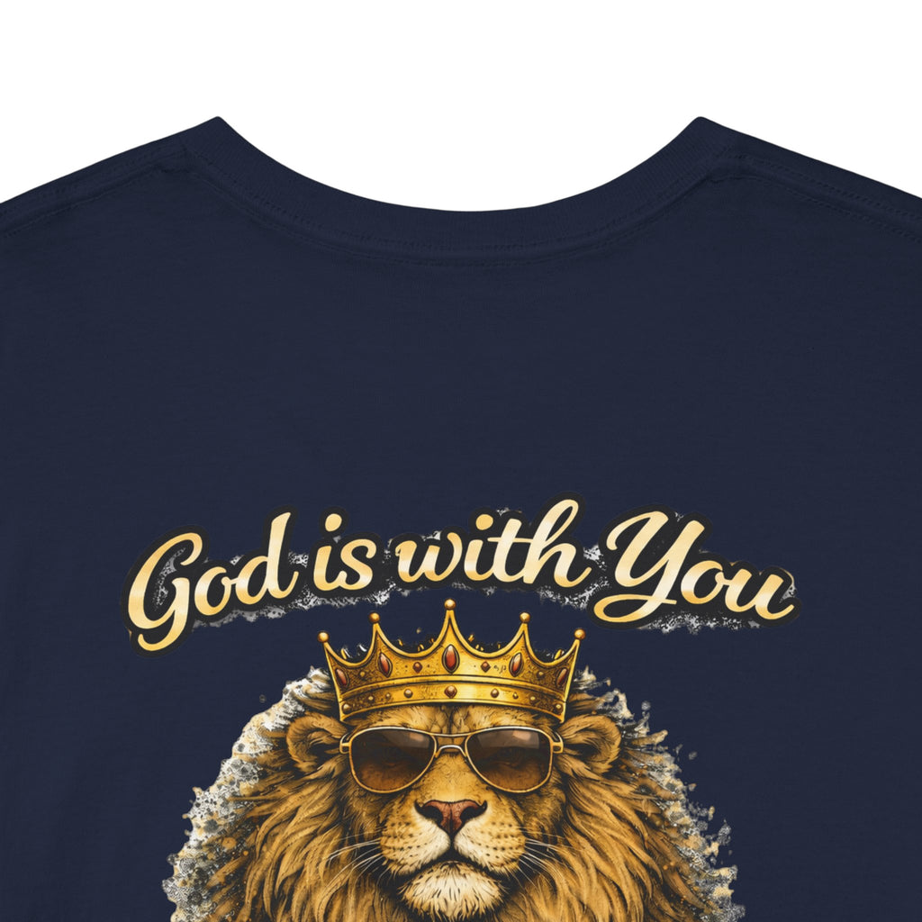 Joshua 1:9 Lion and Lamb Tee — "Be Strong and Courageous / God Is With You" Inspirational Graphic T-Shirt