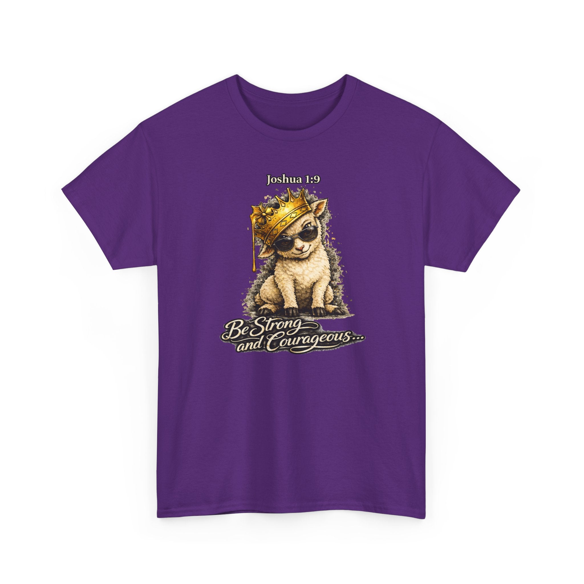 Joshua 1:9 Lion and Lamb Tee — "Be Strong and Courageous / God Is With You" Inspirational Graphic T-Shirt