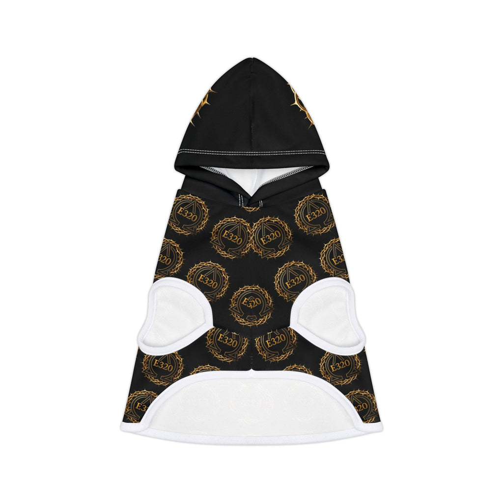 Pet Hoodie — Luxe Black & Gold Crest Pattern Hooded Dog Sweatshirt
