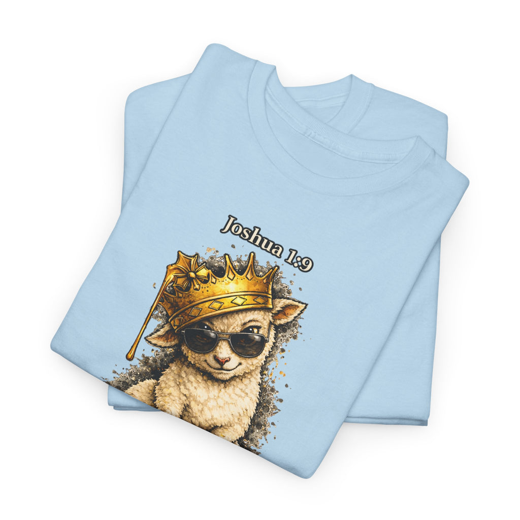 Joshua 1:9 Lion and Lamb Tee — "Be Strong and Courageous / God Is With You" Inspirational Graphic T-Shirt