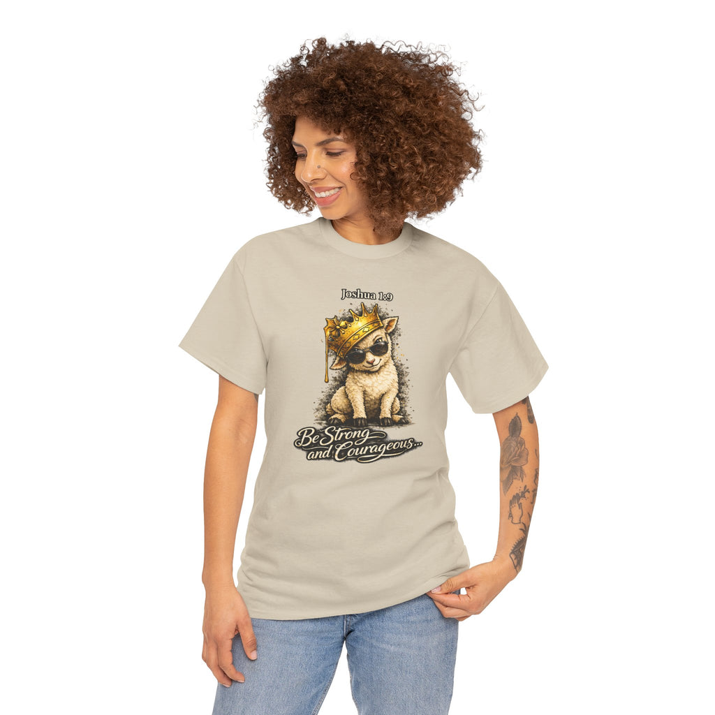 Joshua 1:9 Lion and Lamb Tee — "Be Strong and Courageous / God Is With You" Inspirational Graphic T-Shirt