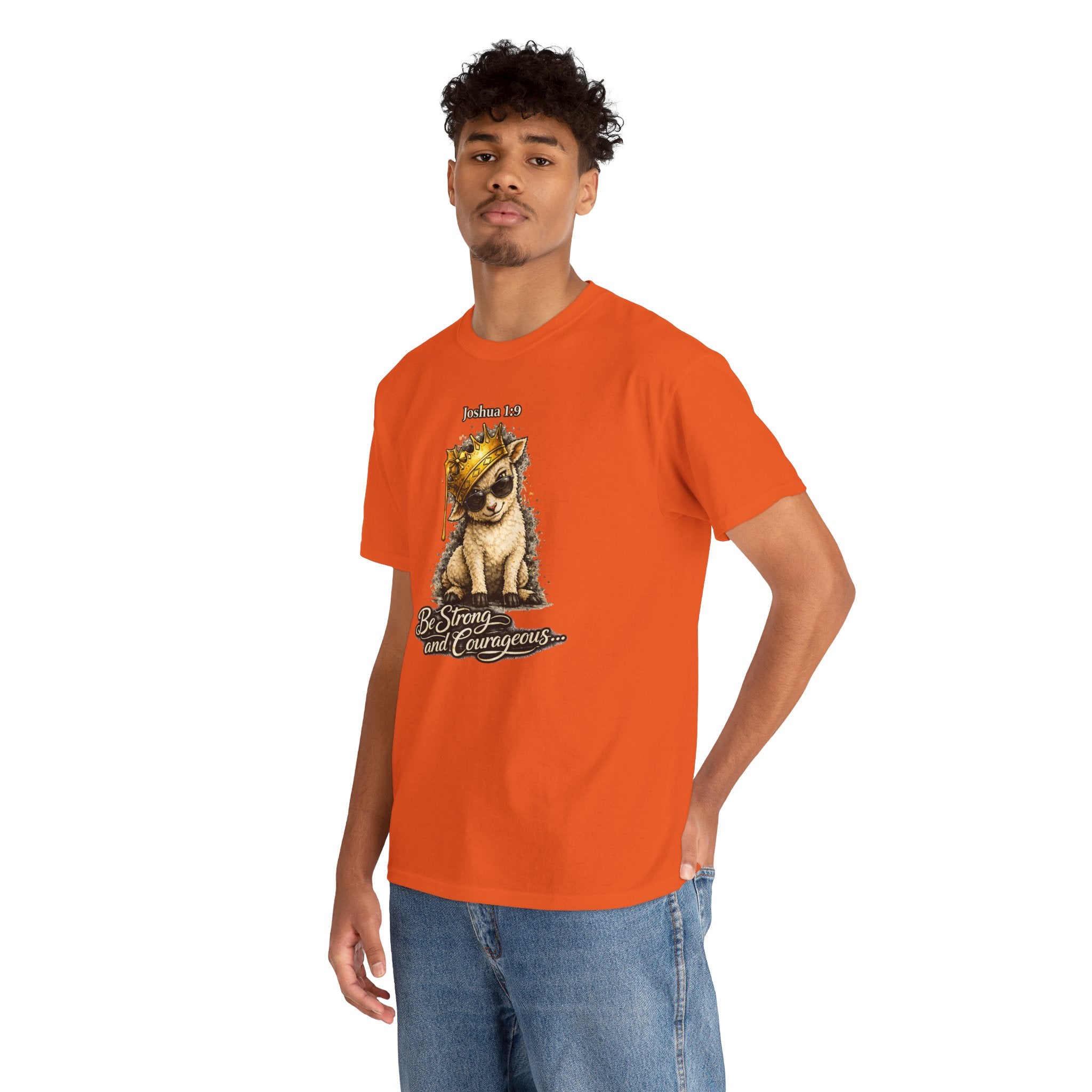 Joshua 1:9 Lion and Lamb Tee — "Be Strong and Courageous / God Is With You" Inspirational Graphic T-Shirt