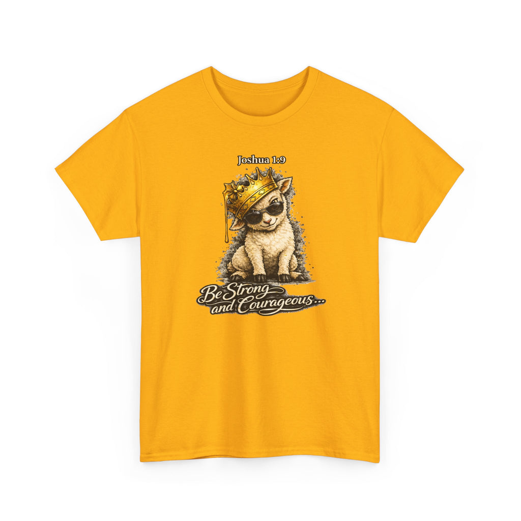 Joshua 1:9 Lion and Lamb Tee — "Be Strong and Courageous / God Is With You" Inspirational Graphic T-Shirt