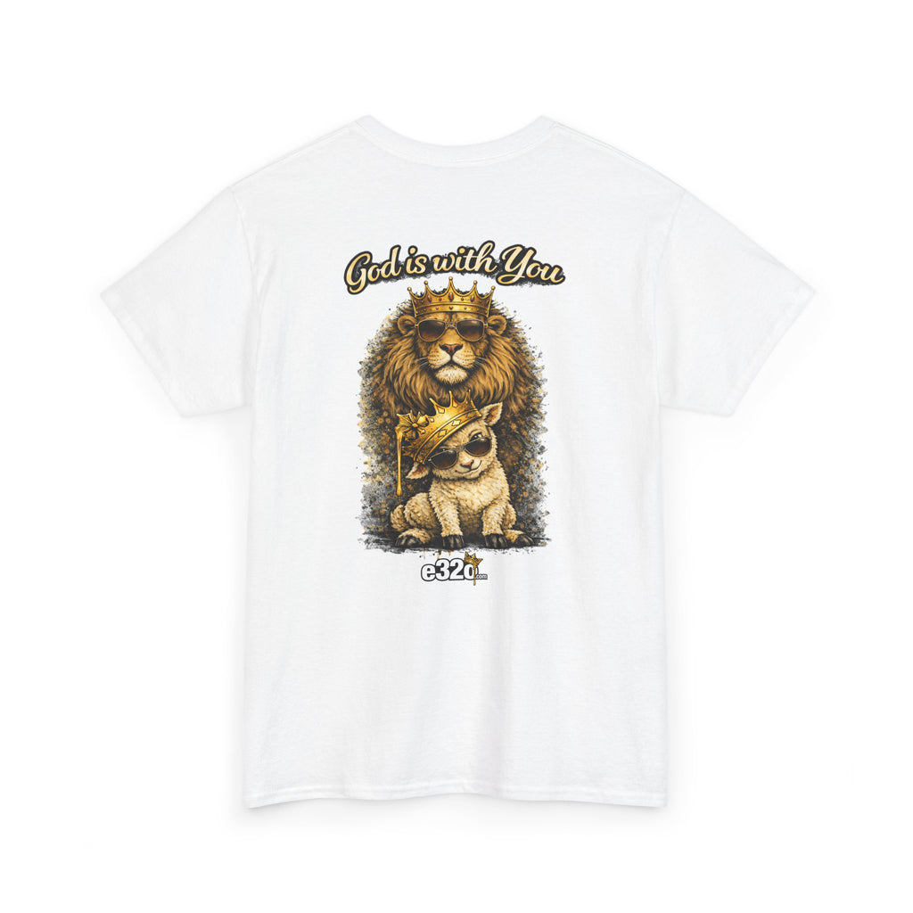 Joshua 1:9 Lion and Lamb Tee — "Be Strong and Courageous / God Is With You" Inspirational Graphic T-Shirt