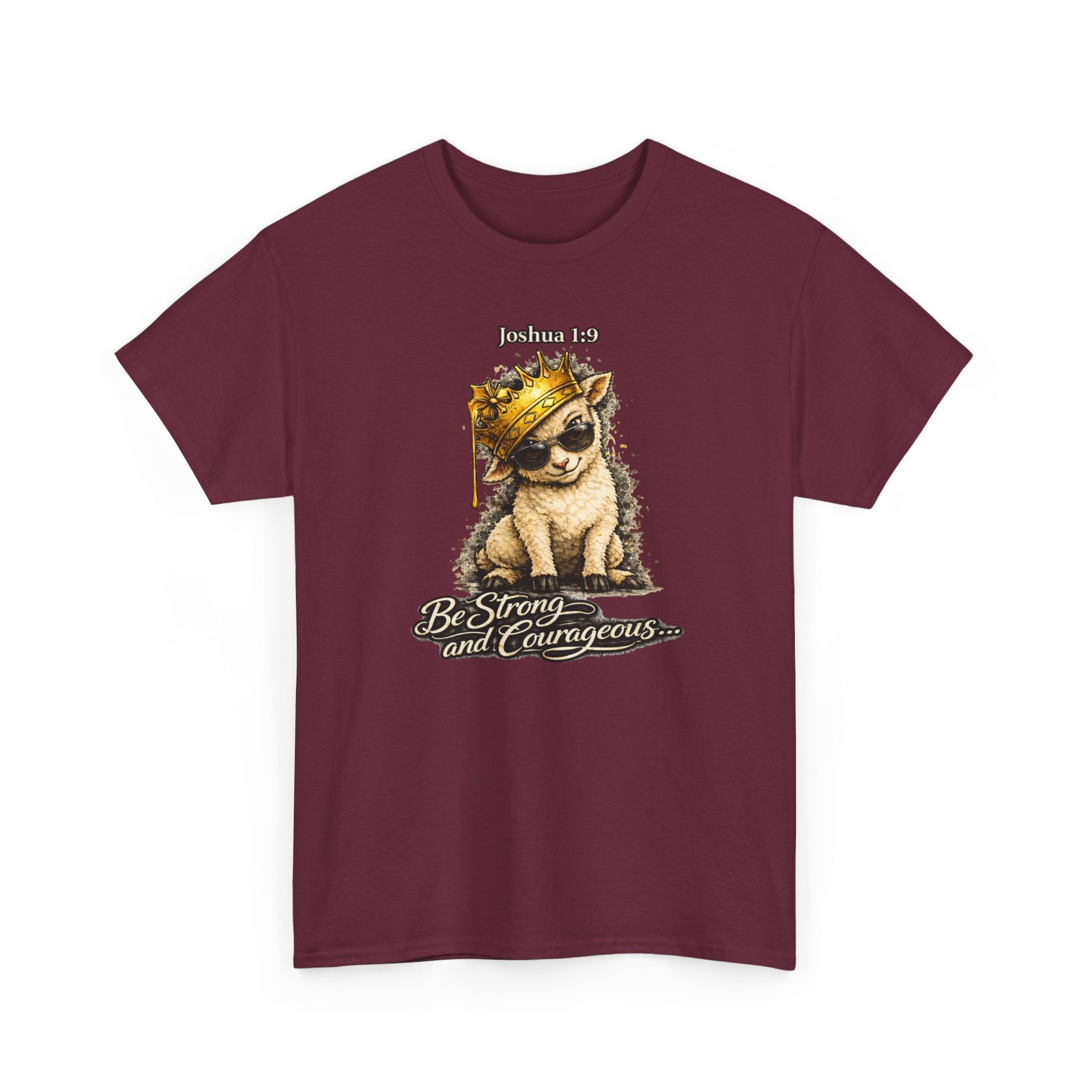Joshua 1:9 Lion and Lamb Tee — "Be Strong and Courageous / God Is With You" Inspirational Graphic T-Shirt