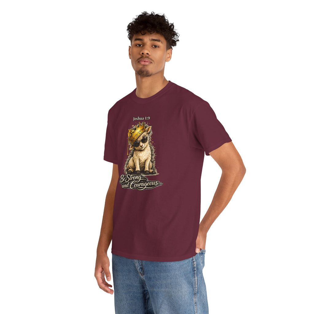 Joshua 1:9 Lion and Lamb Tee — "Be Strong and Courageous / God Is With You" Inspirational Graphic T-Shirt