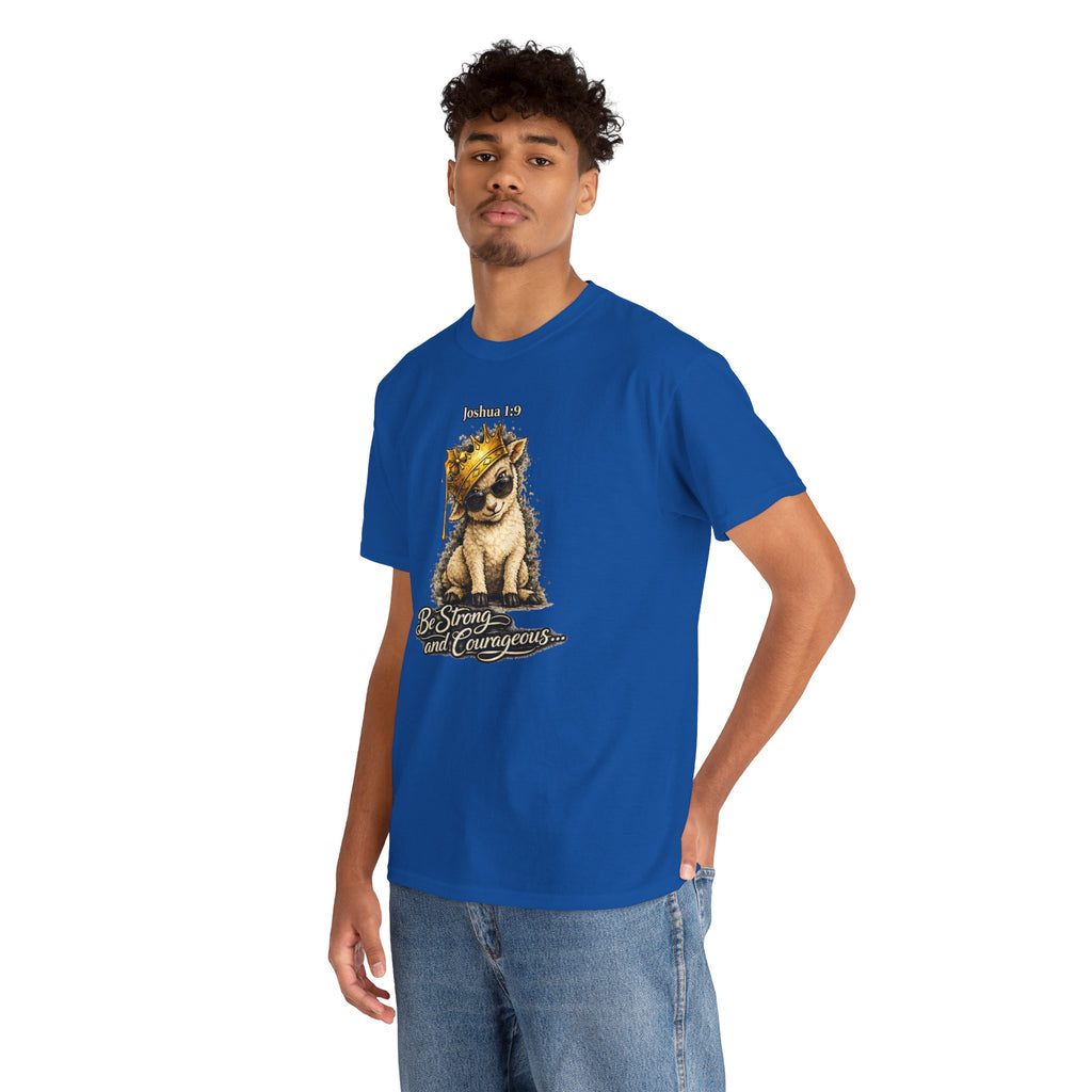 Joshua 1:9 Lion and Lamb Tee — "Be Strong and Courageous / God Is With You" Inspirational Graphic T-Shirt