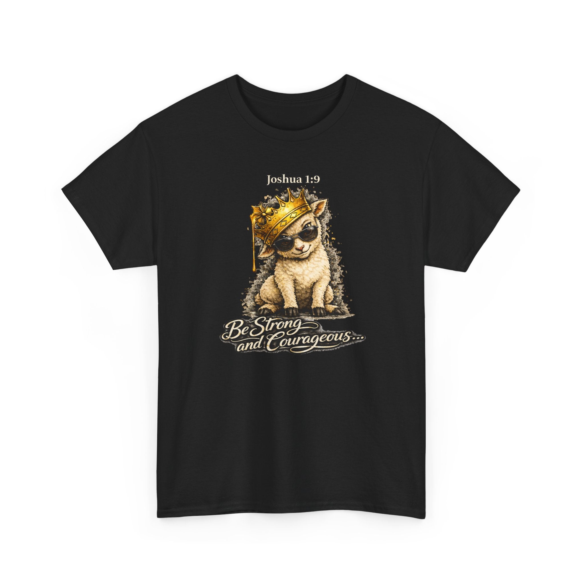 Joshua 1:9 Lion and Lamb Tee — "Be Strong and Courageous / God Is With You" Inspirational Graphic T-Shirt