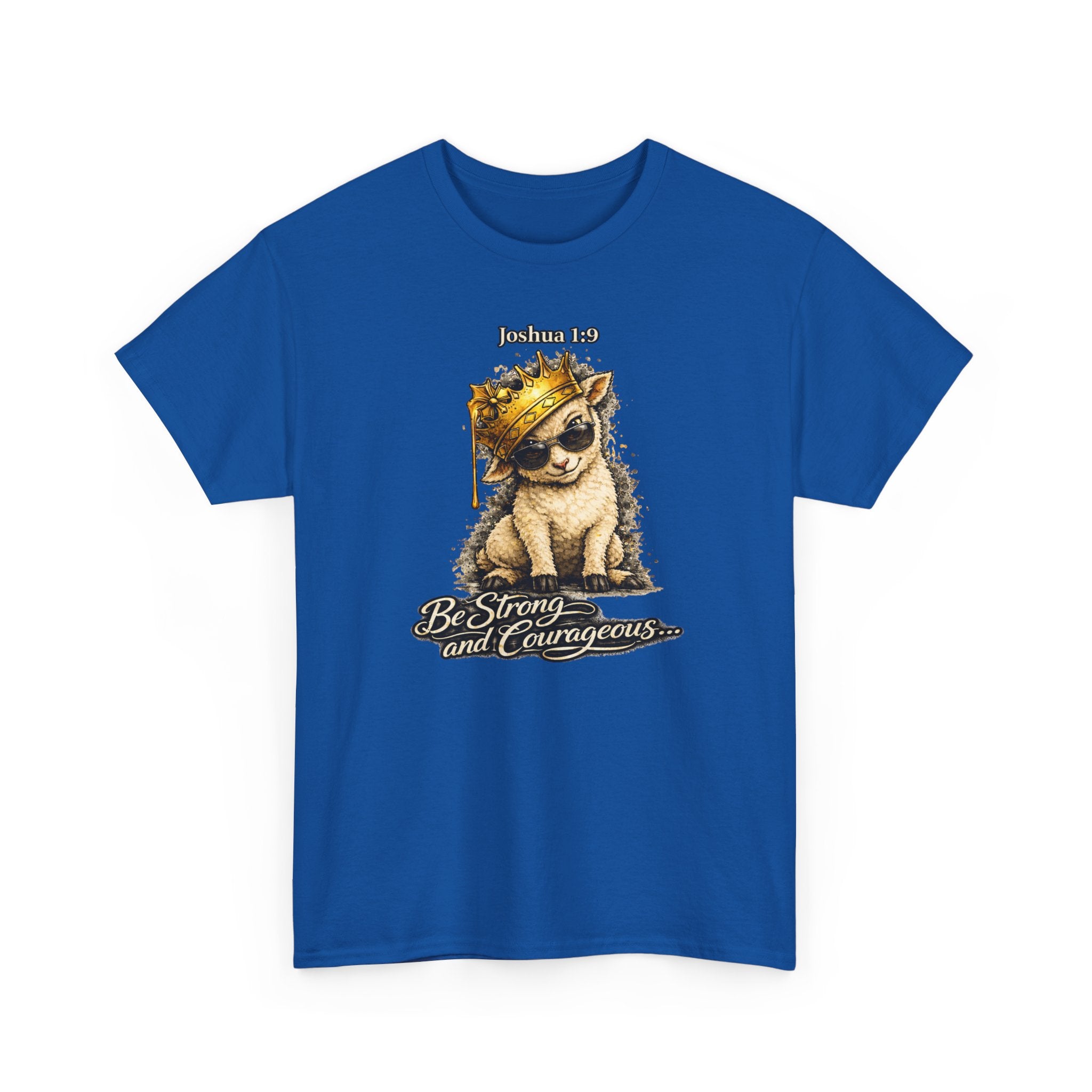 Joshua 1:9 Lion and Lamb Tee — "Be Strong and Courageous / God Is With You" Inspirational Graphic T-Shirt