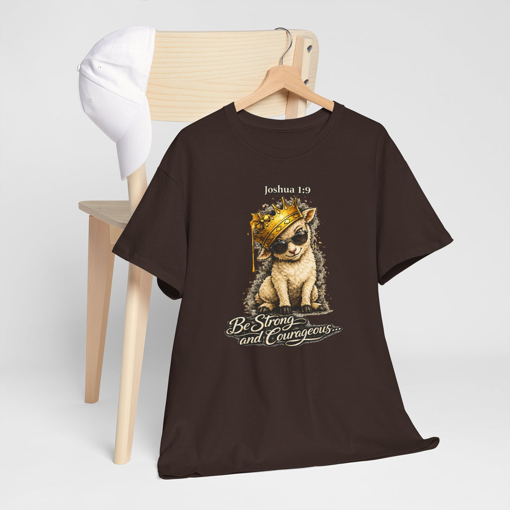 Joshua 1:9 Lion and Lamb Tee — "Be Strong and Courageous / God Is With You" Inspirational Graphic T-Shirt