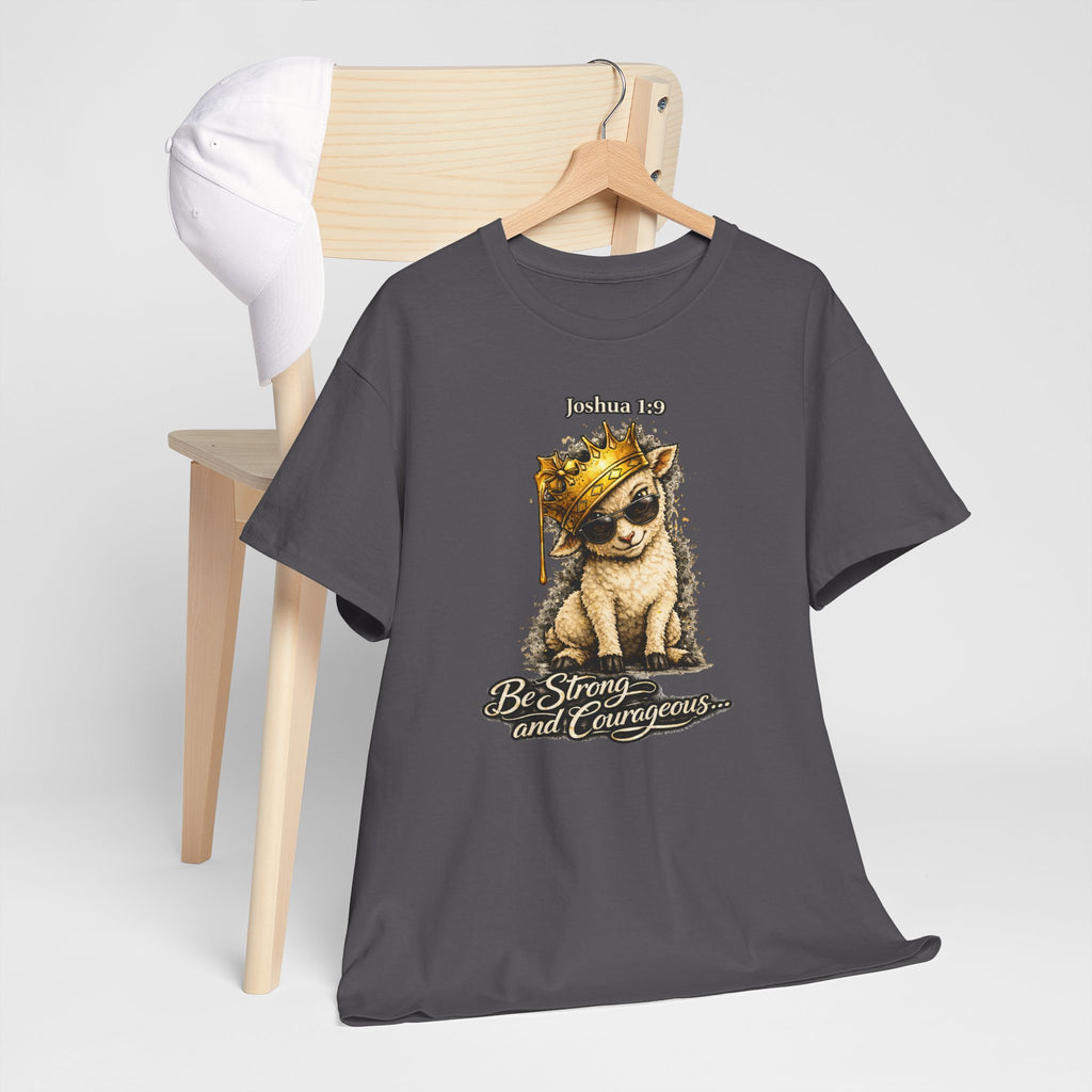 Joshua 1:9 Lion and Lamb Tee — "Be Strong and Courageous / God Is With You" Inspirational Graphic T-Shirt