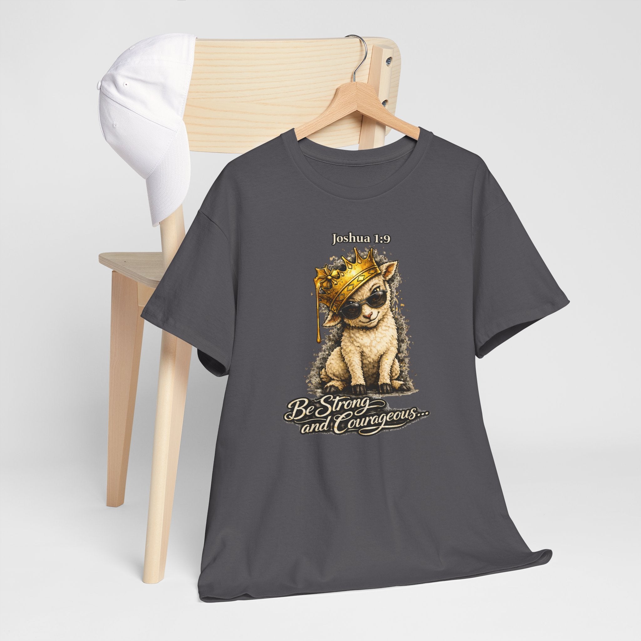 Joshua 1:9 Lion and Lamb Tee — "Be Strong and Courageous / God Is With You" Inspirational Graphic T-Shirt