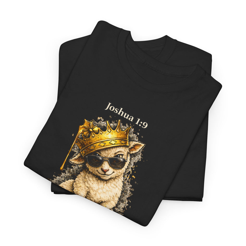 Joshua 1:9 Lion and Lamb Tee — "Be Strong and Courageous / God Is With You" Inspirational Graphic T-Shirt