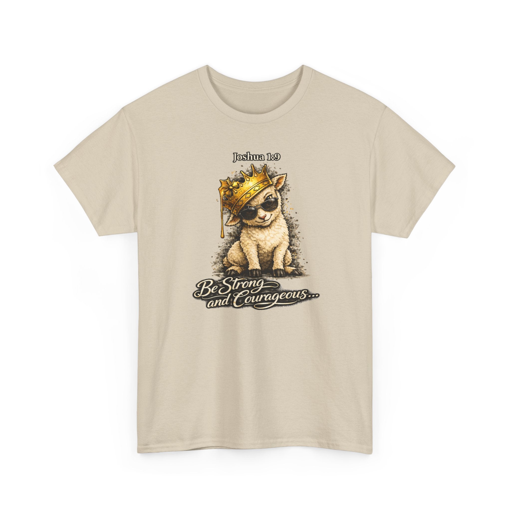 Joshua 1:9 Lion and Lamb Tee — "Be Strong and Courageous / God Is With You" Inspirational Graphic T-Shirt