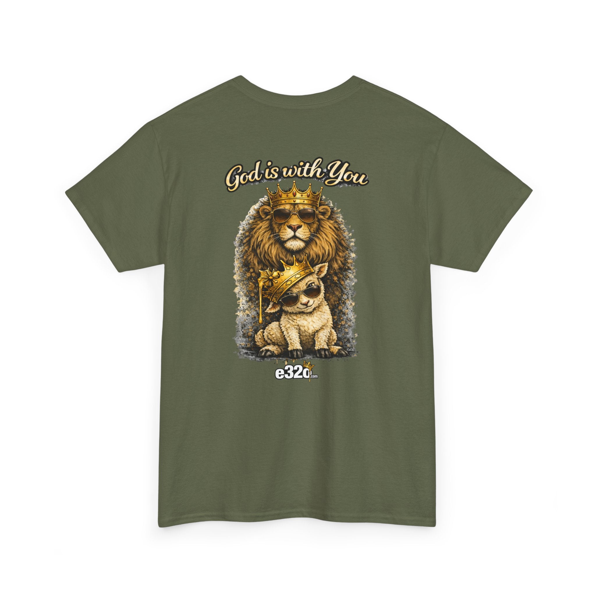 Joshua 1:9 Lion and Lamb Tee — "Be Strong and Courageous / God Is With You" Inspirational Graphic T-Shirt