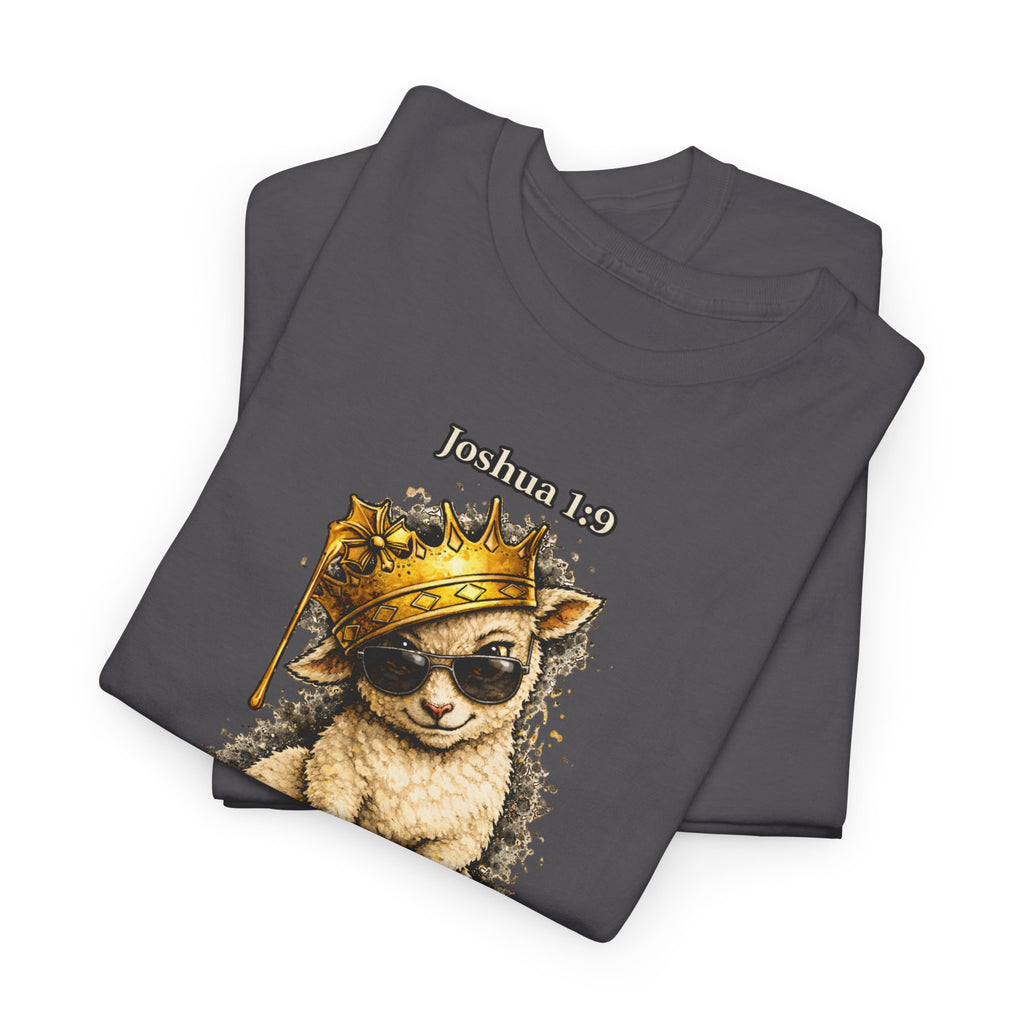 Joshua 1:9 Lion and Lamb Tee — "Be Strong and Courageous / God Is With You" Inspirational Graphic T-Shirt
