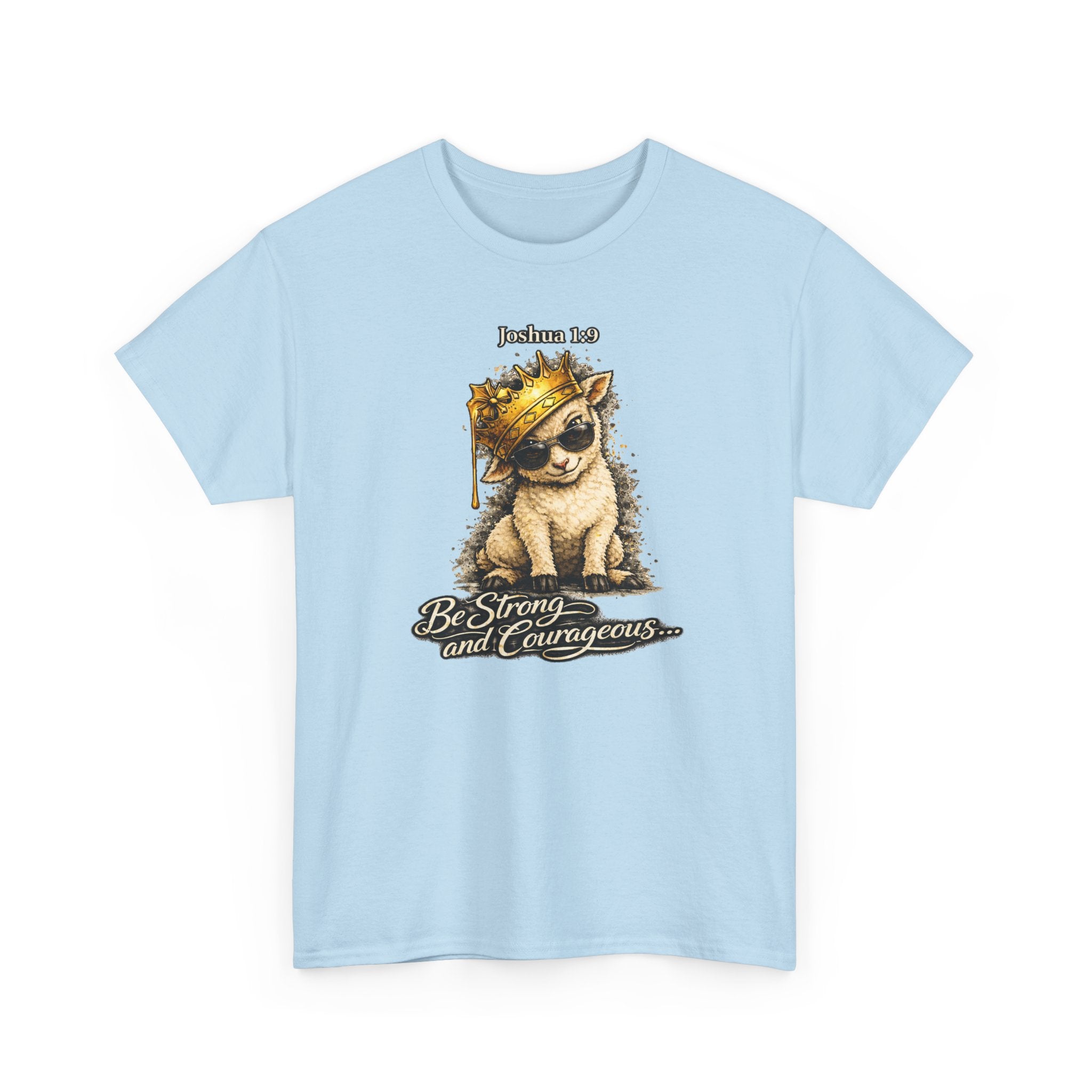 Joshua 1:9 Lion and Lamb Tee — "Be Strong and Courageous / God Is With You" Inspirational Graphic T-Shirt