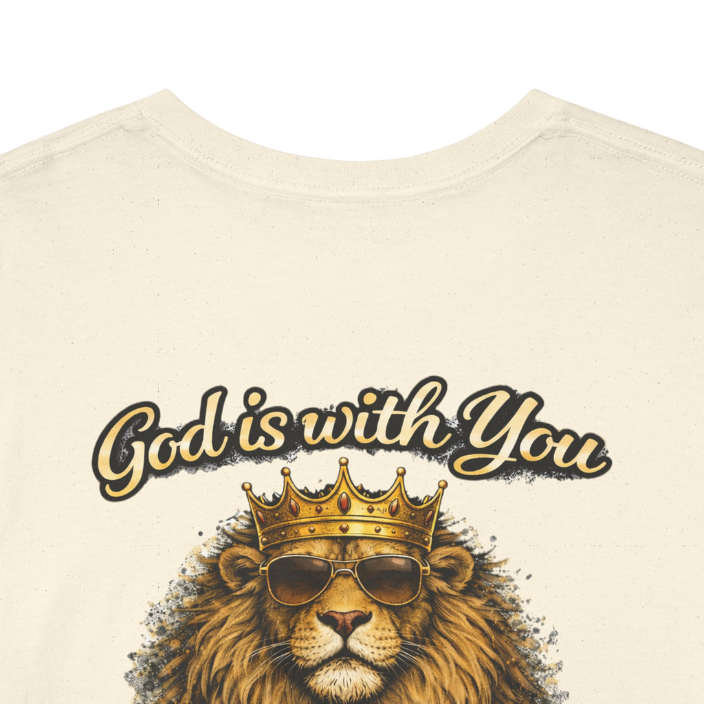 Joshua 1:9 Lion and Lamb Tee — "Be Strong and Courageous / God Is With You" Inspirational Graphic T-Shirt