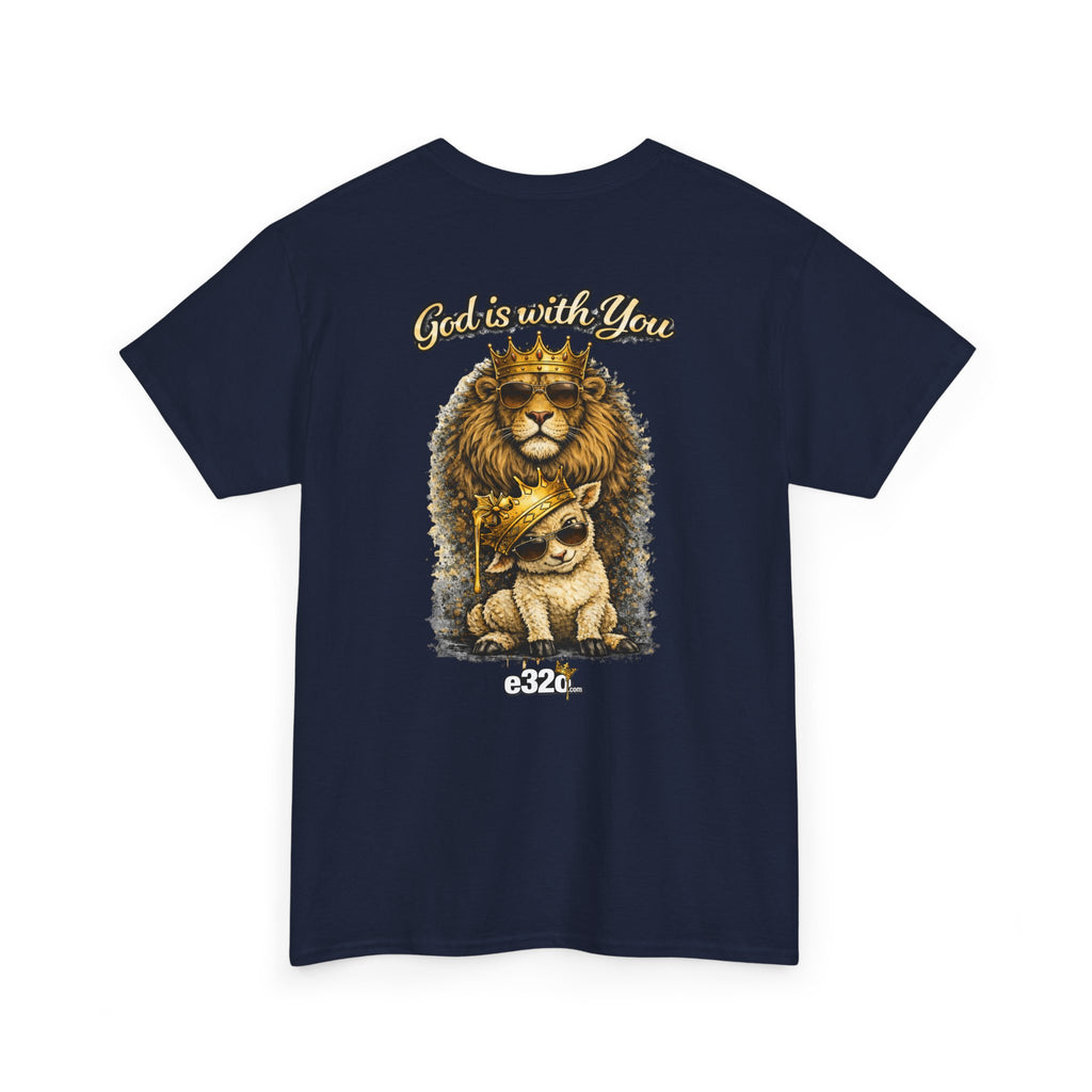 Joshua 1:9 Lion and Lamb Tee — "Be Strong and Courageous / God Is With You" Inspirational Graphic T-Shirt