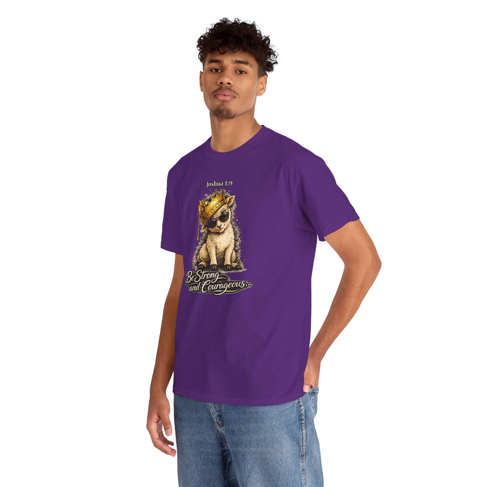 Joshua 1:9 Lion and Lamb Tee — "Be Strong and Courageous / God Is With You" Inspirational Graphic T-Shirt