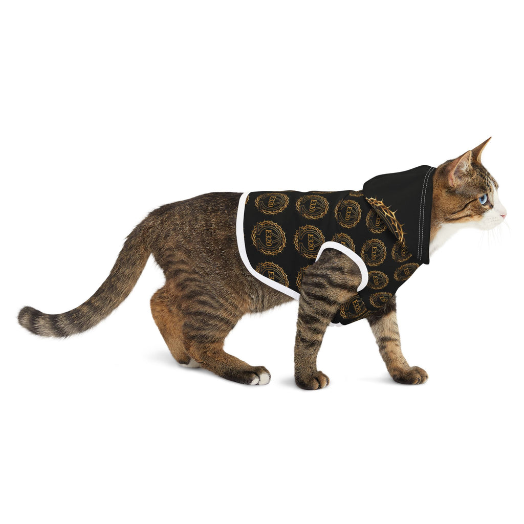 Pet Hoodie — Luxe Black & Gold Crest Pattern Hooded Dog Sweatshirt