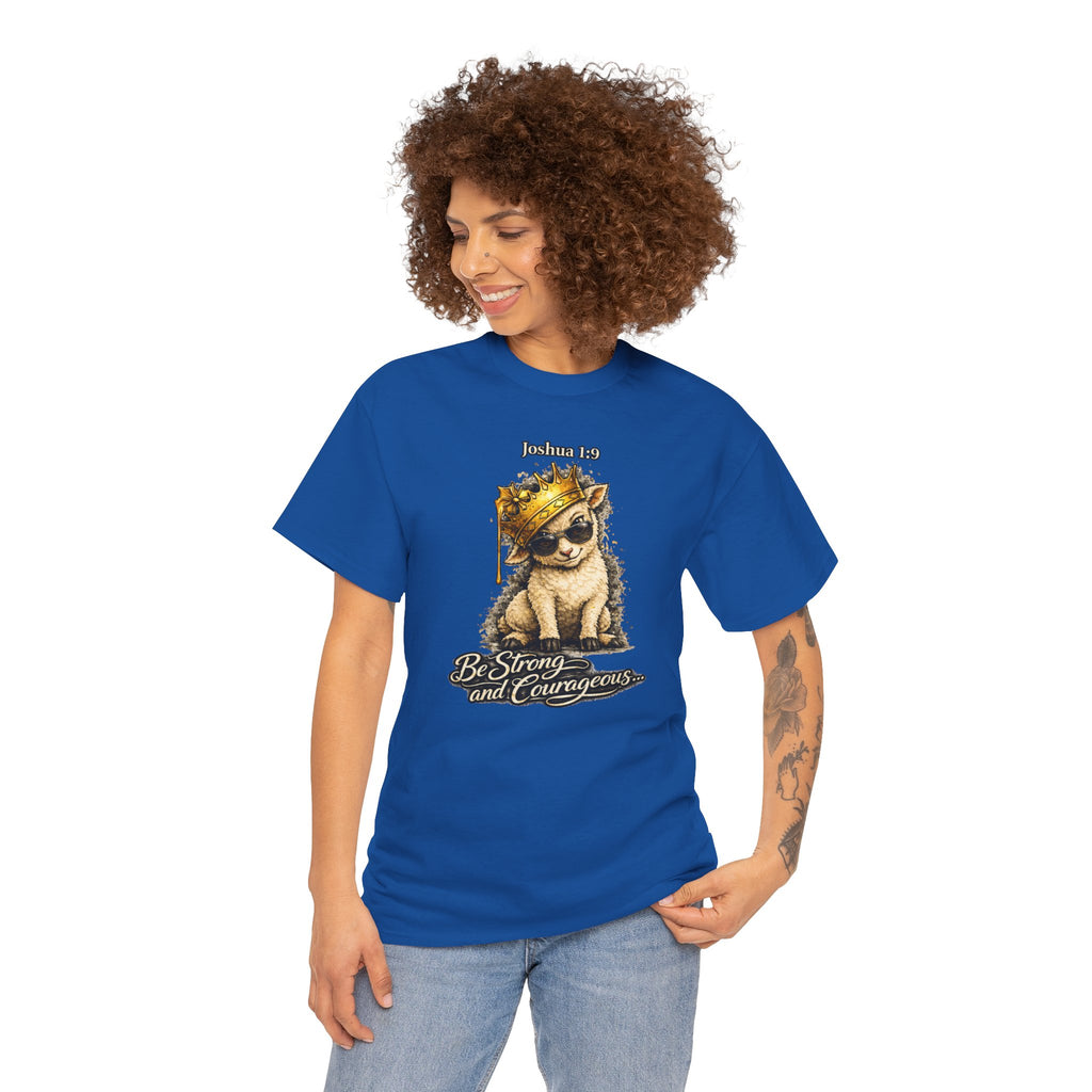 Joshua 1:9 Lion and Lamb Tee — "Be Strong and Courageous / God Is With You" Inspirational Graphic T-Shirt