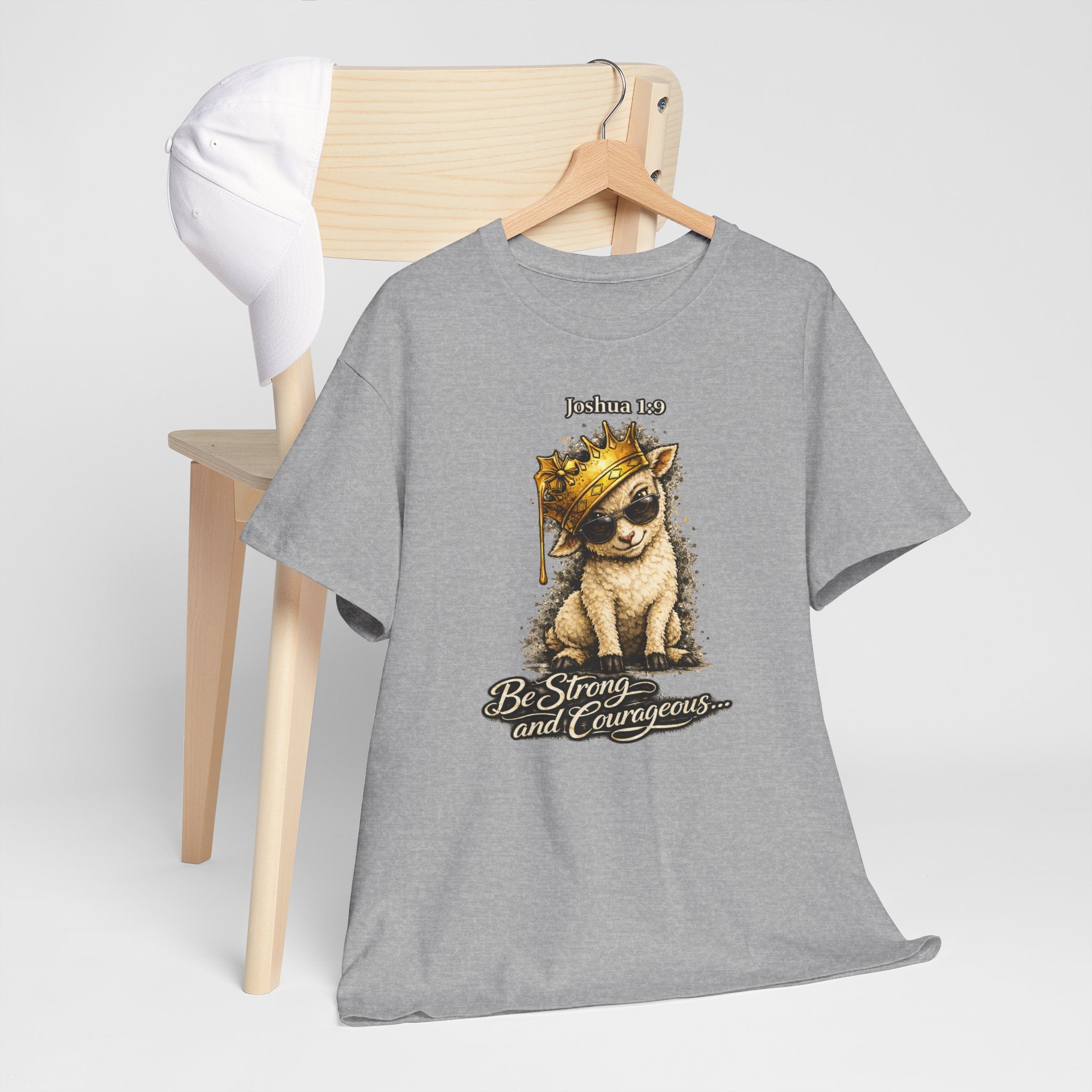 Joshua 1:9 Lion and Lamb Tee — "Be Strong and Courageous / God Is With You" Inspirational Graphic T-Shirt