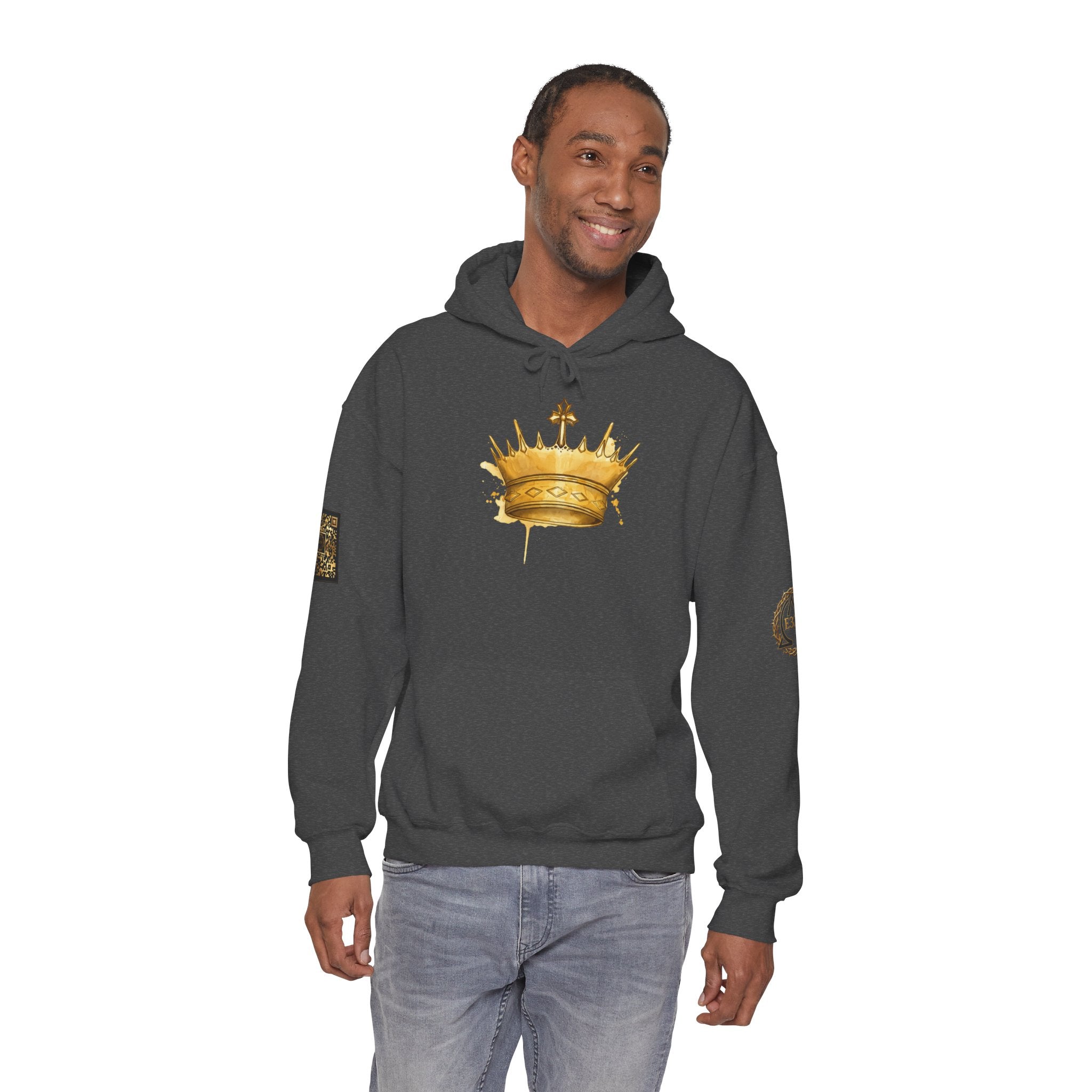 Gold Crown Hoodie — Regal Graphic Pullover for King/Queen Vibe
