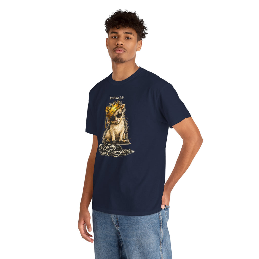 Joshua 1:9 Lion and Lamb Tee — "Be Strong and Courageous / God Is With You" Inspirational Graphic T-Shirt