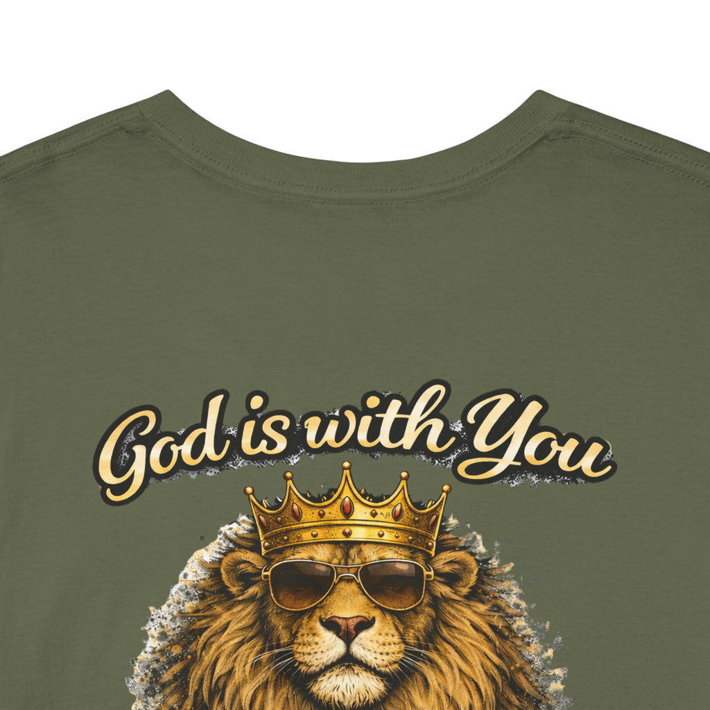 Joshua 1:9 Lion and Lamb Tee — "Be Strong and Courageous / God Is With You" Inspirational Graphic T-Shirt