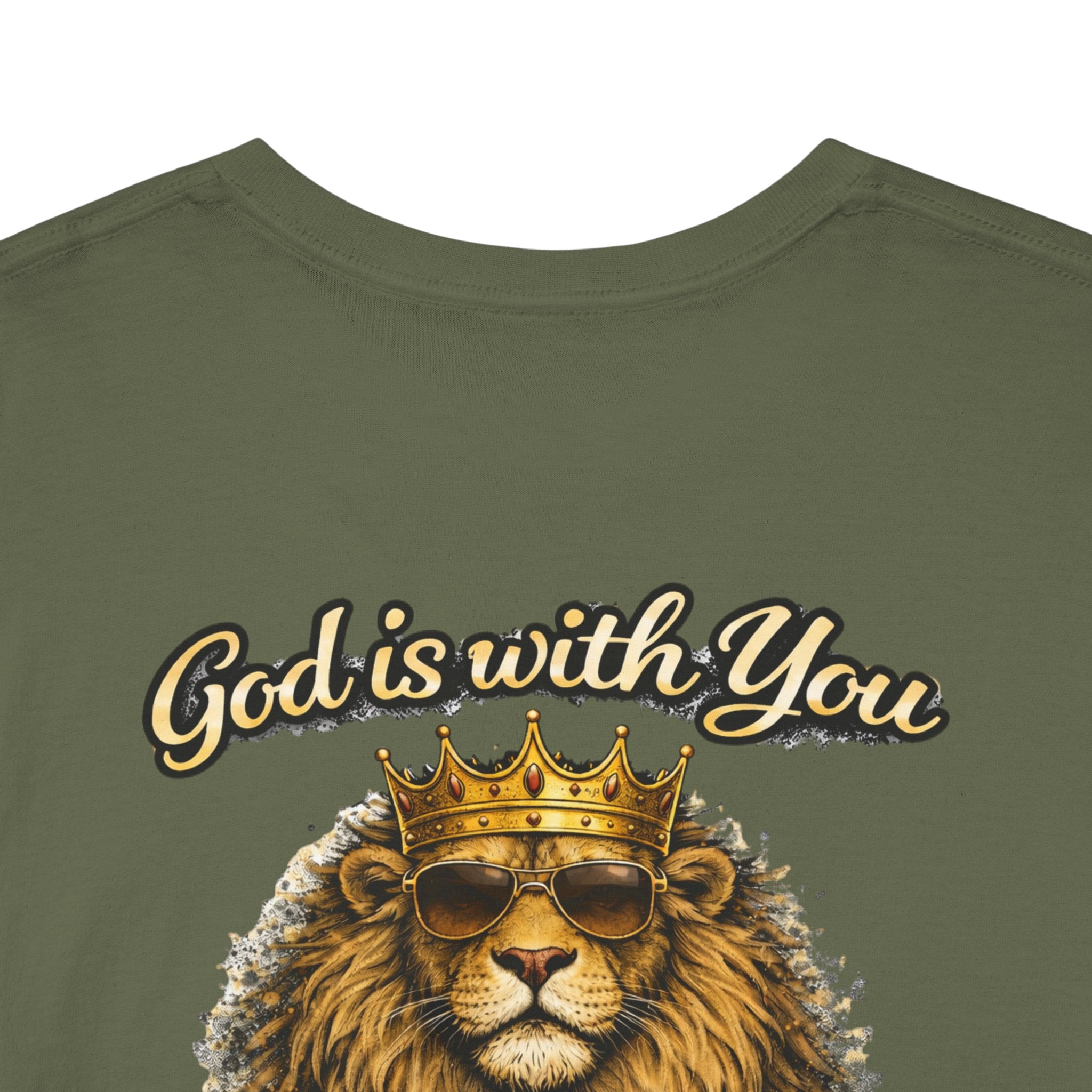 Joshua 1:9 Lion and Lamb Tee — "Be Strong and Courageous / God Is With You" Inspirational Graphic T-Shirt