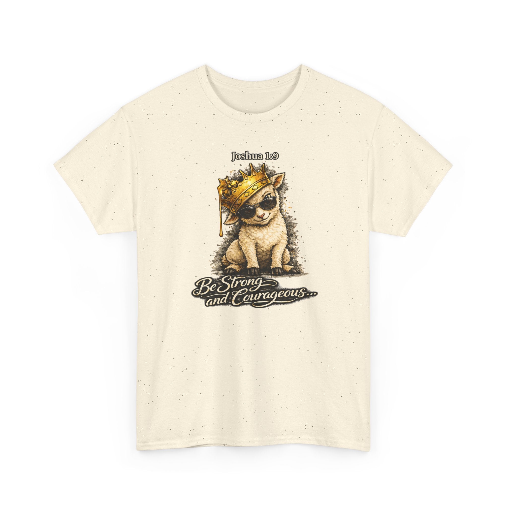 Joshua 1:9 Lion and Lamb Tee — "Be Strong and Courageous / God Is With You" Inspirational Graphic T-Shirt