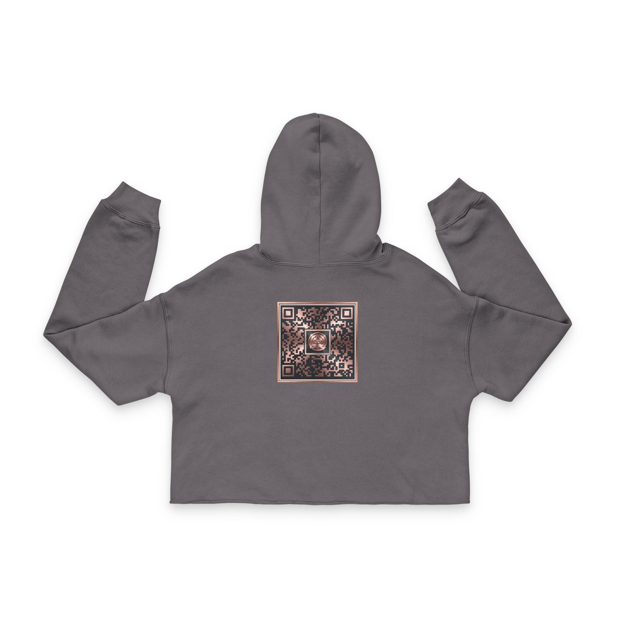Women's 3/4 Storm Grey/Gray Gym Workout Hoodie Celtic Knot Laurel Crest Cropped Hoodie | Vintage Medallion Back Design