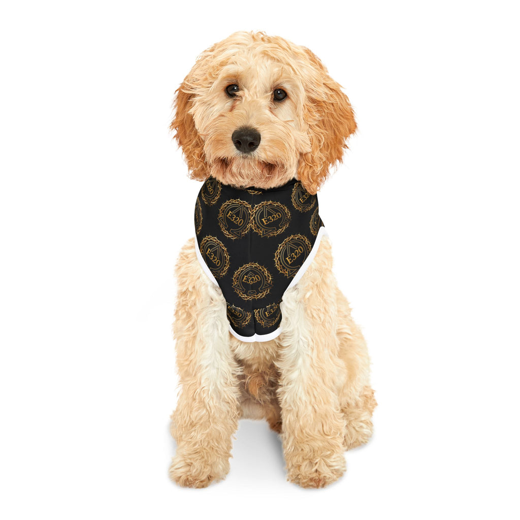 Pet Hoodie — Luxe Black & Gold Crest Pattern Hooded Dog Sweatshirt