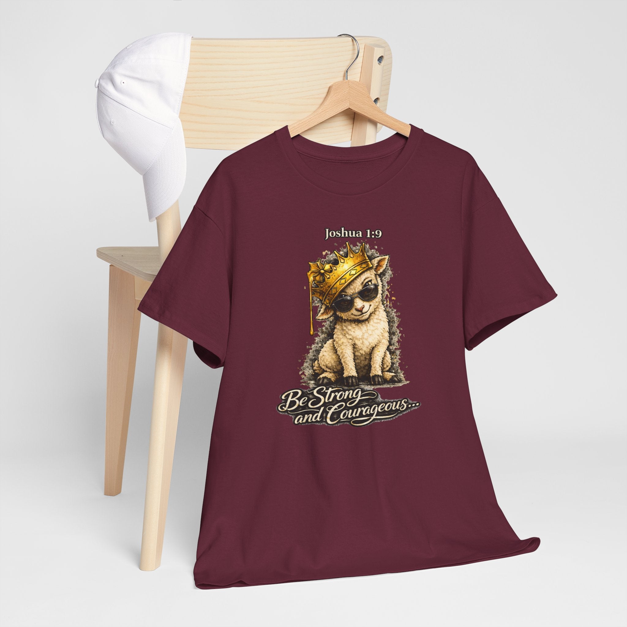 Joshua 1:9 Lion and Lamb Tee — "Be Strong and Courageous / God Is With You" Inspirational Graphic T-Shirt