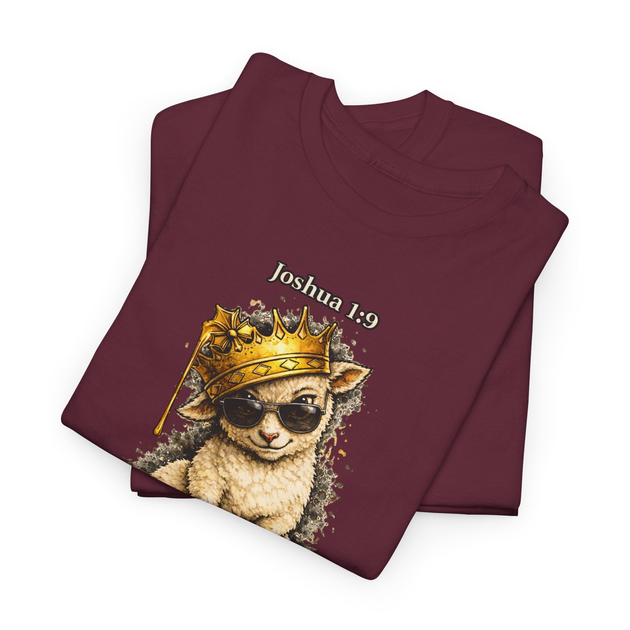 Joshua 1:9 Lion and Lamb Tee — "Be Strong and Courageous / God Is With You" Inspirational Graphic T-Shirt