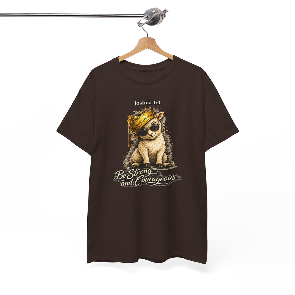Joshua 1:9 Lion and Lamb Tee — "Be Strong and Courageous / God Is With You" Inspirational Graphic T-Shirt
