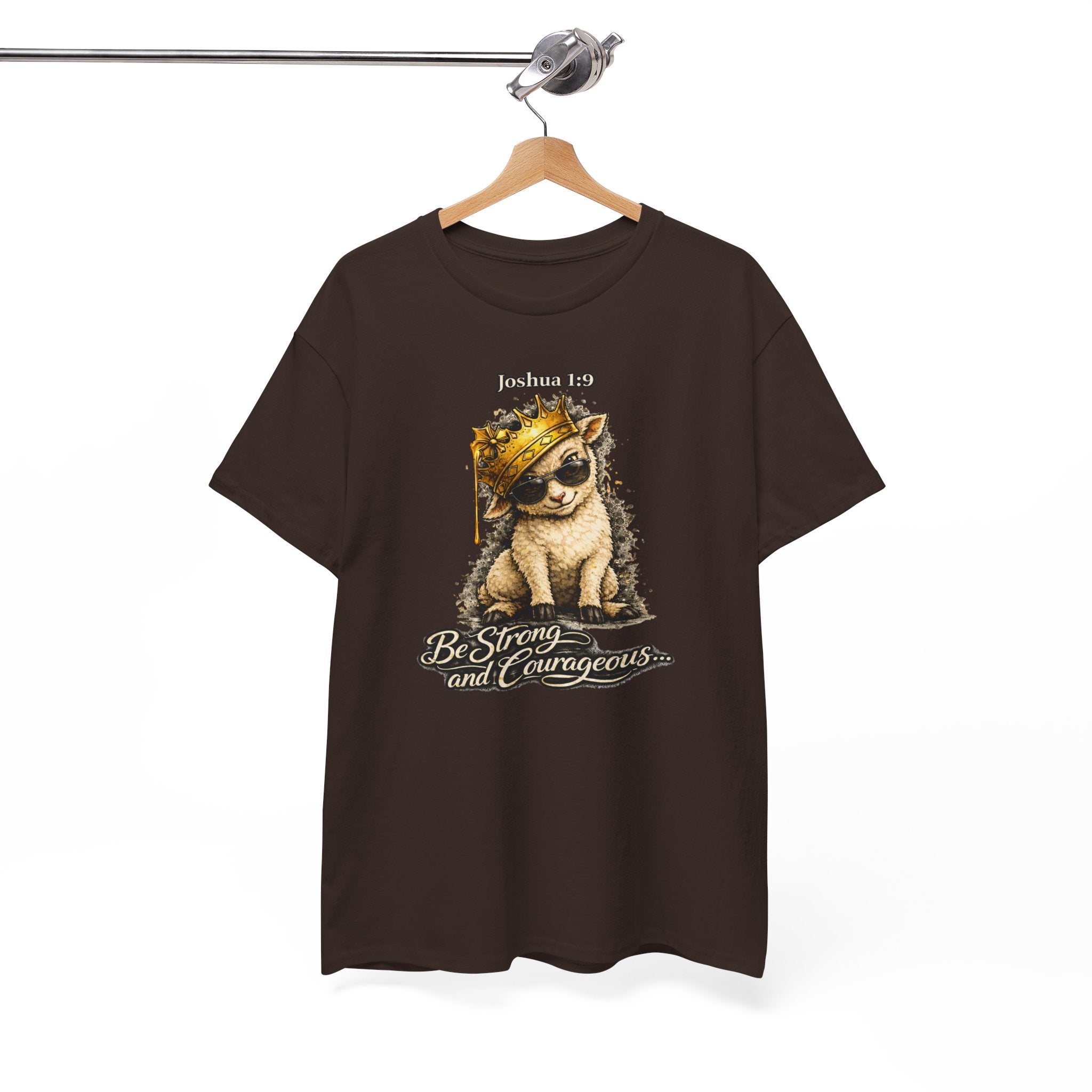 Joshua 1:9 Lion and Lamb Tee — "Be Strong and Courageous / God Is With You" Inspirational Graphic T-Shirt