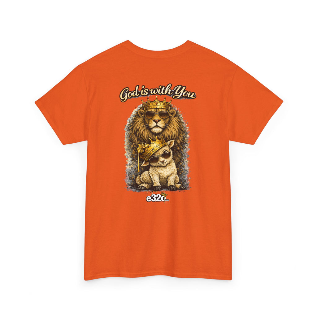 Joshua 1:9 Lion and Lamb Tee — "Be Strong and Courageous / God Is With You" Inspirational Graphic T-Shirt