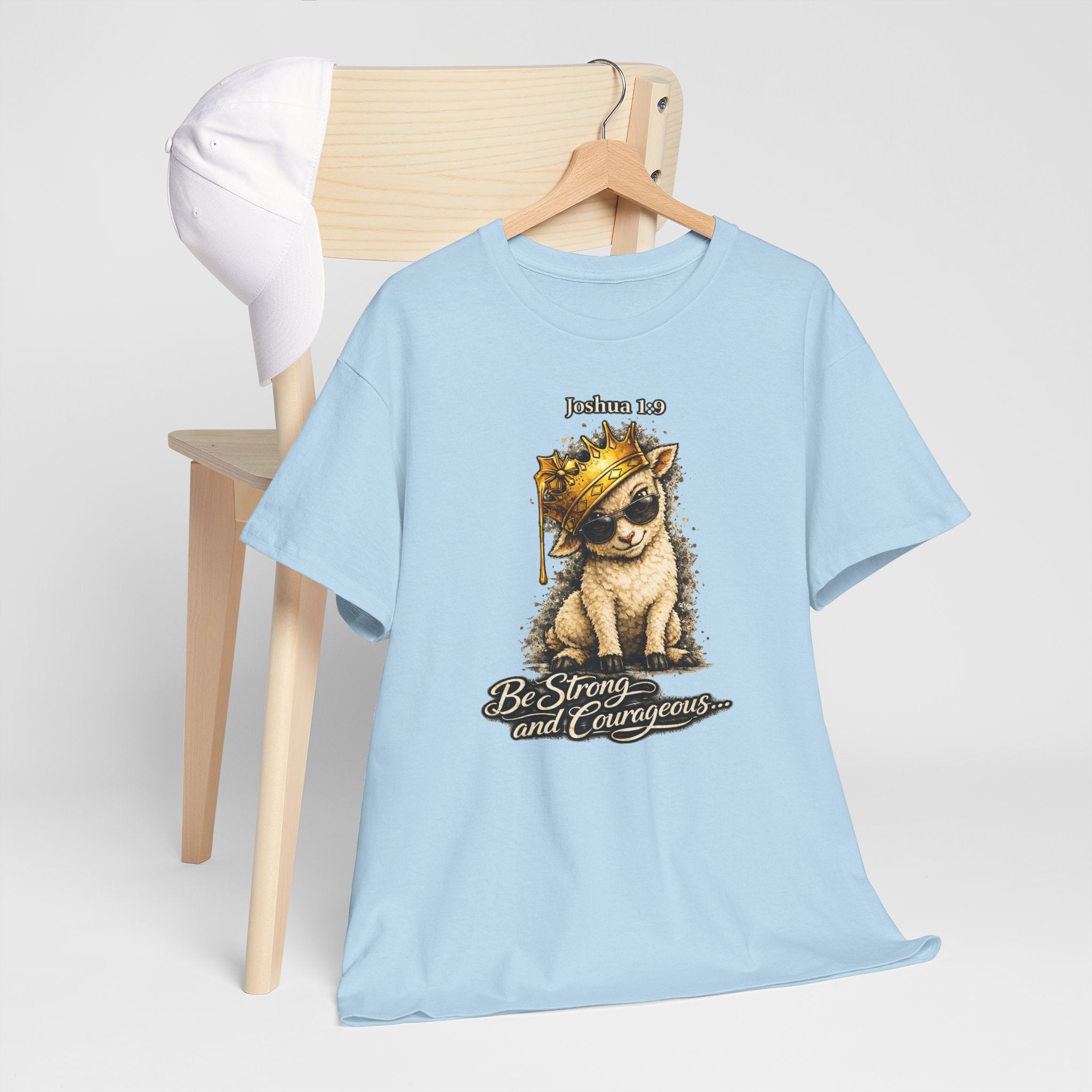 Joshua 1:9 Lion and Lamb Tee — "Be Strong and Courageous / God Is With You" Inspirational Graphic T-Shirt